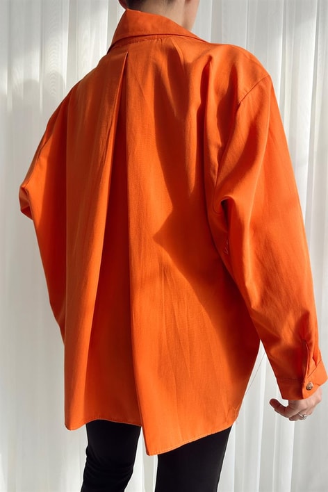 Tek Cep Oversize Gömlek Oranj