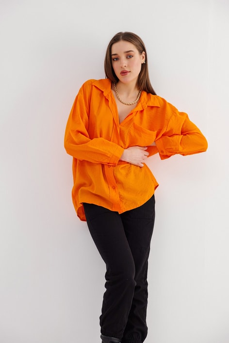 Tek Cep Trill Gömlek Oranj
