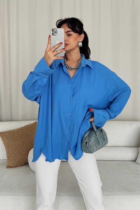 Tiril Basic Gömlek Mavi