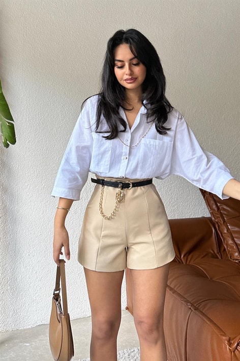 Transparan Çizgili Gömlek Beyaz