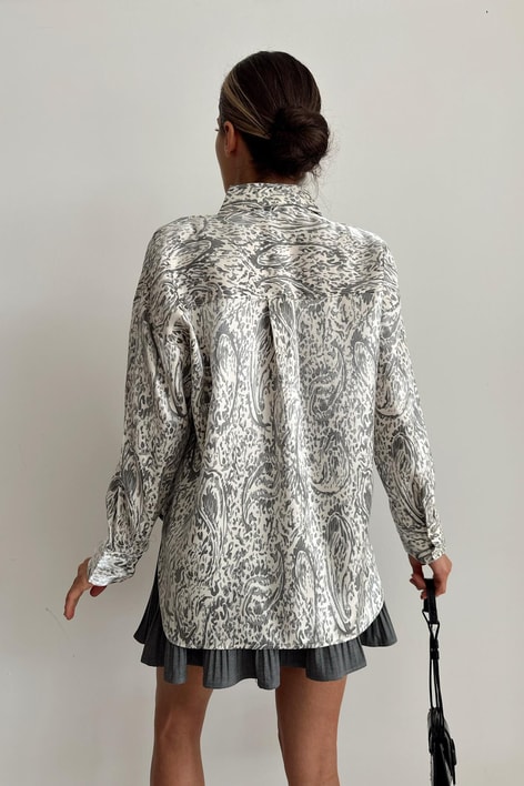 Wave Saten Gömlek Bej