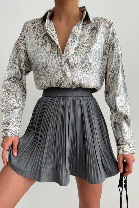 Wave Saten Gömlek Bej