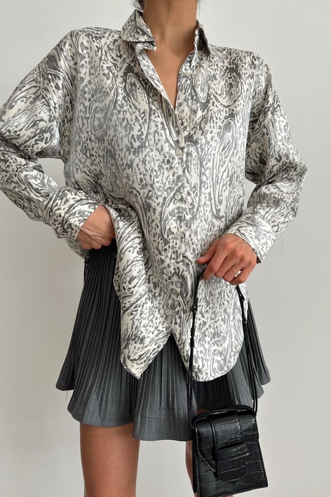 Wave Saten Gömlek Bej