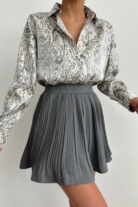 Wave Saten Gömlek Bej