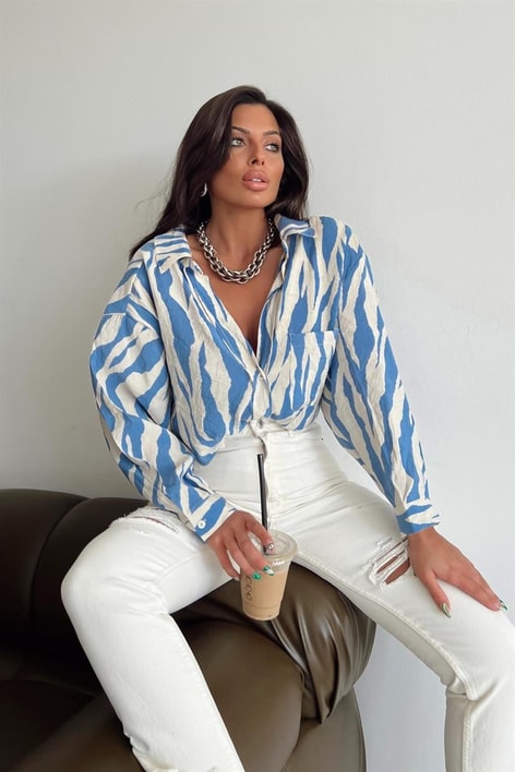 Wild Desen Salaş Gömlek Mavi