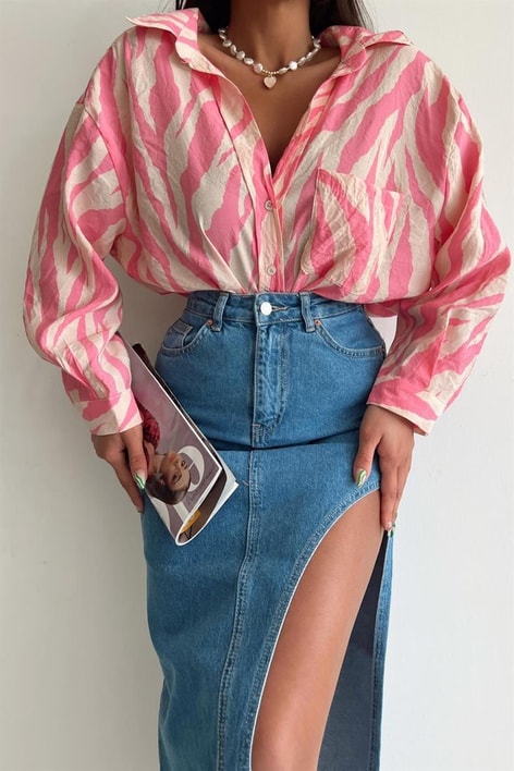 Wild Desen Salaş Gömlek Pembe