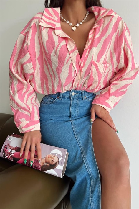 Wild Desen Salaş Gömlek Pembe