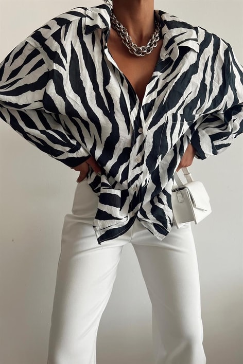 Wild Desen Salaş Gömlek Siyah