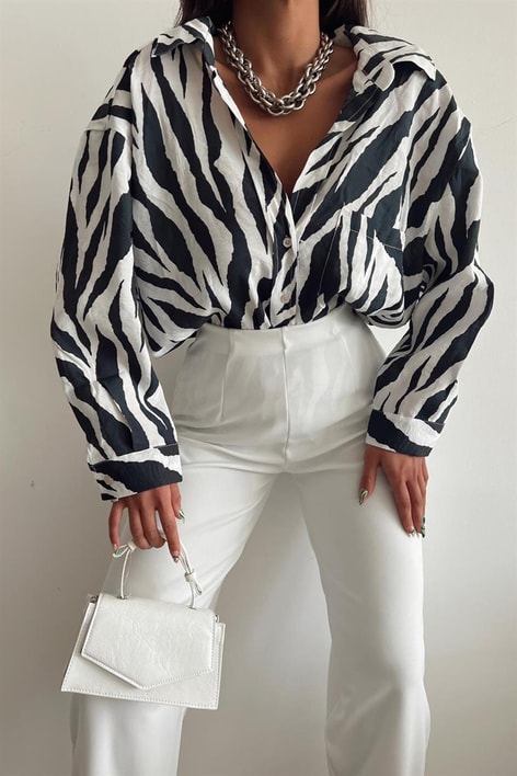 Wild Desen Salaş Gömlek Siyah