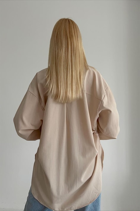 Yan Büzgülü Basic Gömlek Bej
