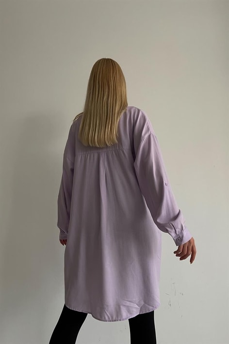 Yan Düğme Detaylı Basic Gömlek Lila