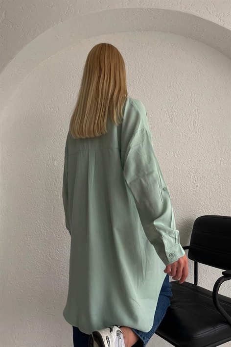Yan Düğme Detaylı Basic Gömlek Mint