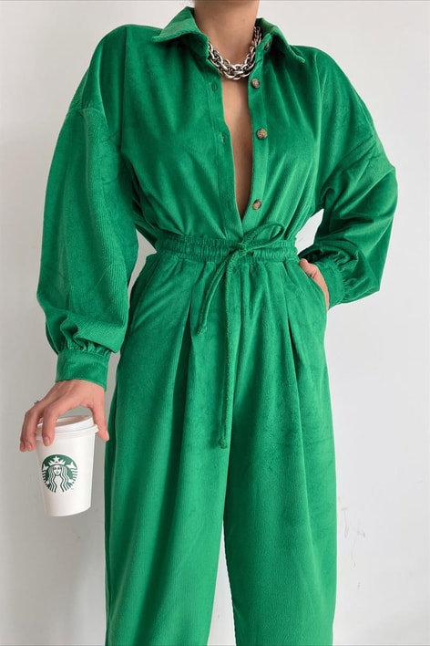 Yumoş Kadife Gömlek Yeşil