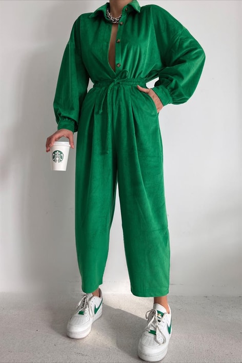 Yumoş Kadife Gömlek Yeşil