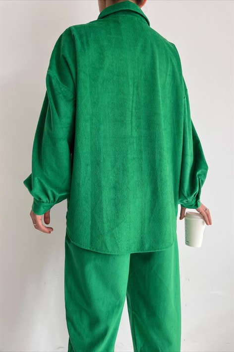 Yumoş Kadife Gömlek Yeşil
