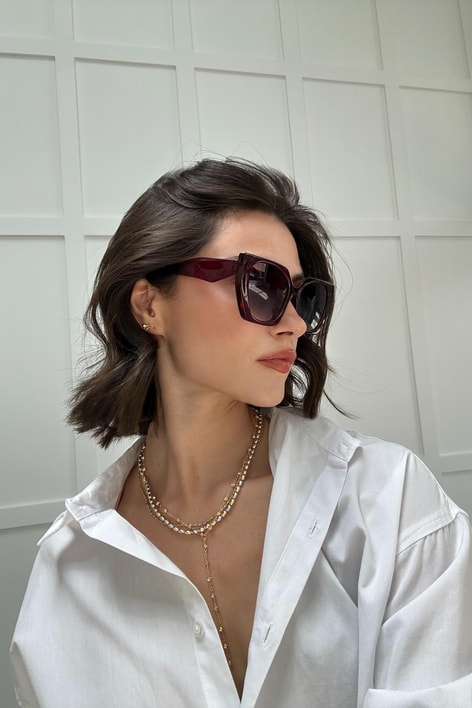 90’s Cat-Eye Gözlük Bordo