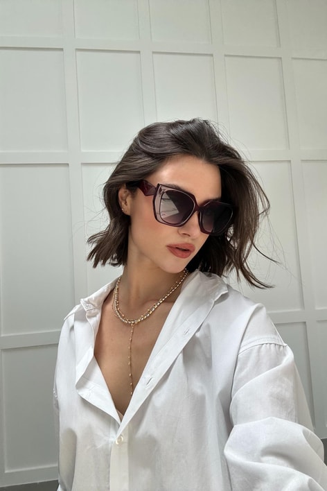 90’s Cat-Eye Gözlük Bordo