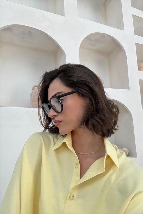 Cat-Eye Blue Block Basic Gözlük Siyah
