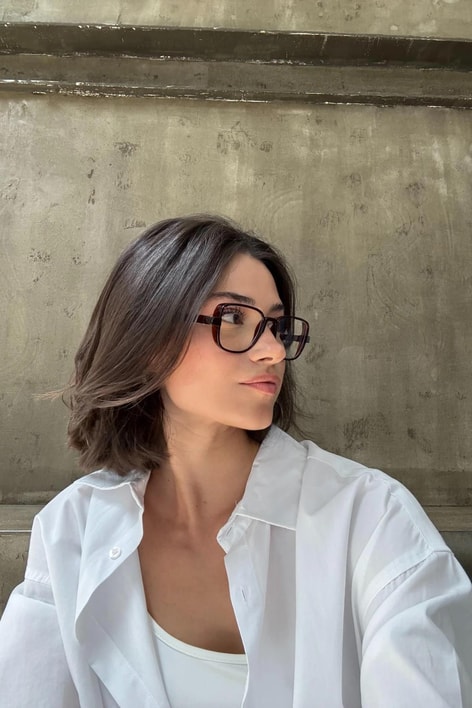 Kare Çerçeveli Blue Block Gözlük Kahve