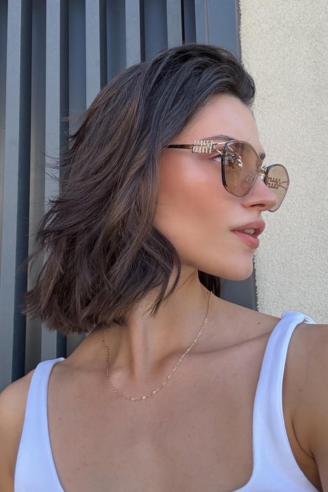 Kesik Cam Cat-Eye Miu Miu Gözlük Hardal