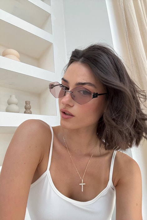 The Retro Altıgen Miu Miu Gözlük Pembe