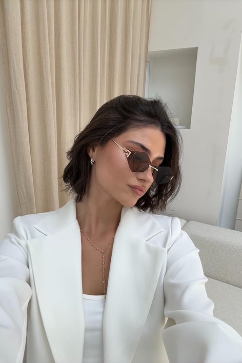 The Retro Altıgen Miu Miu Gözlük Kahve