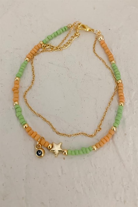Nazar Boncuklu Yıldız Halhal Yeşil
