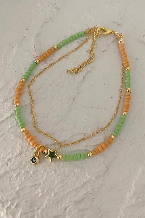 Nazar Boncuklu Yıldız Halhal Yeşil