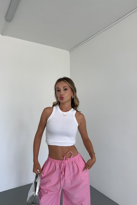 Halter Yaka Basic Top Beyaz