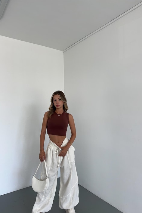Halter Yaka Basic Top Kahve