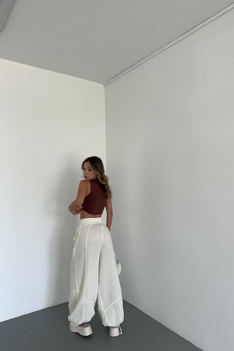 Halter Yaka Basic Top Kahve