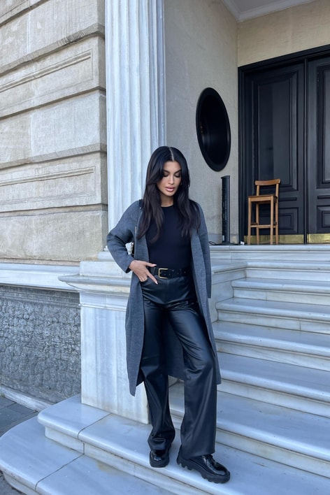 Çelik Örme Maxi Hırka Antrasit