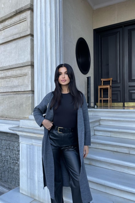 Çelik Örme Maxi Hırka Antrasit