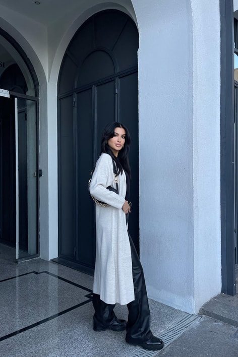 Çelik Örme Maxi Hırka Bej