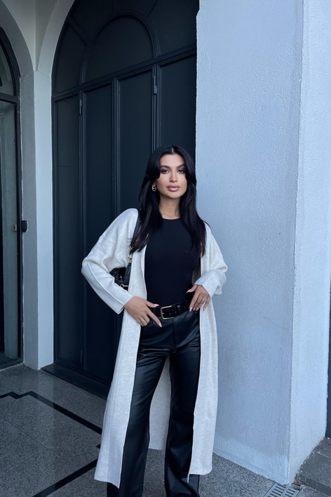 Çelik Örme Maxi Hırka Bej