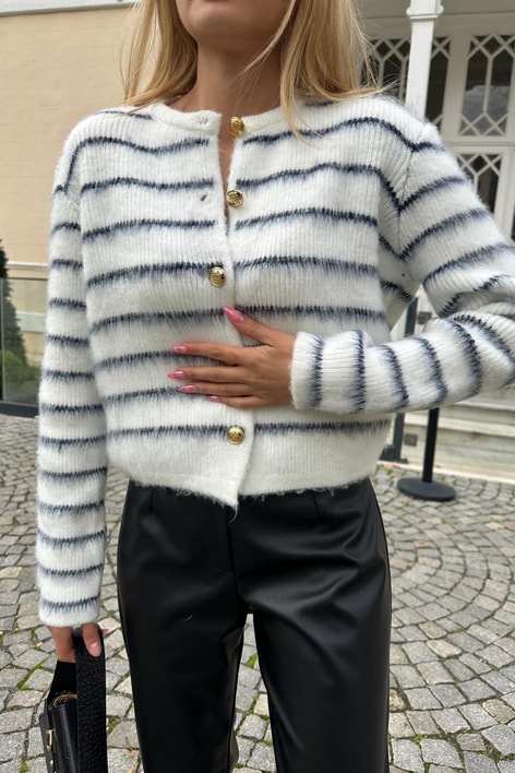 Gold Düğme Line Hırka Krem