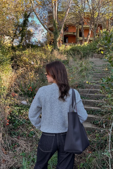 Gümüş Düğmeli Hırka Gri