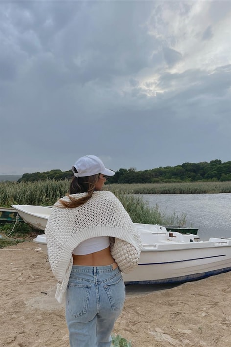 İnci Düğmeli Triko Hırka Bej