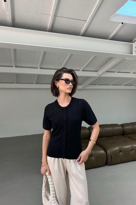 Merserize Hırka Siyah