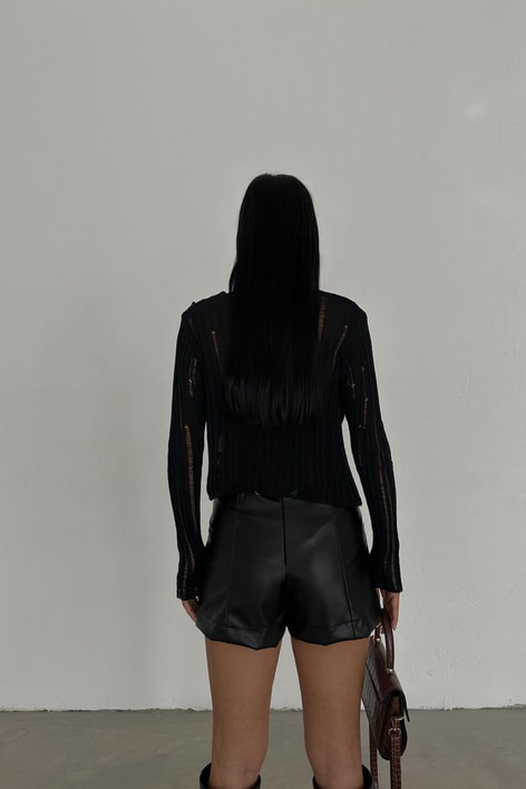 Merserize İnce Hırka Siyah