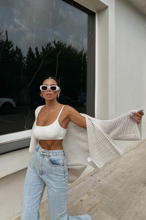 Merserize Triko Hırka Bej