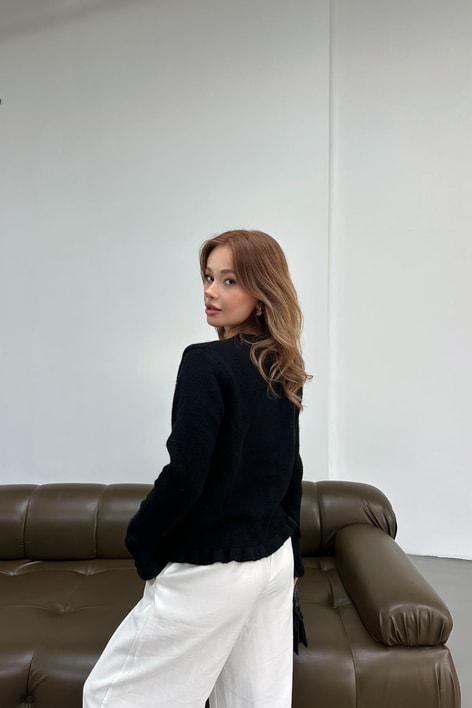 Mini Volanlı Hırka Siyah