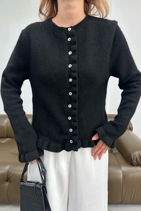 Mini Volanlı Hırka Siyah