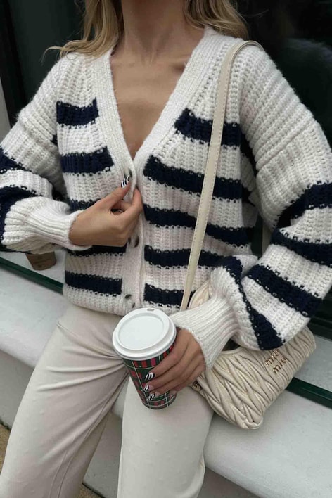 Oversize Yün Hırka Krem