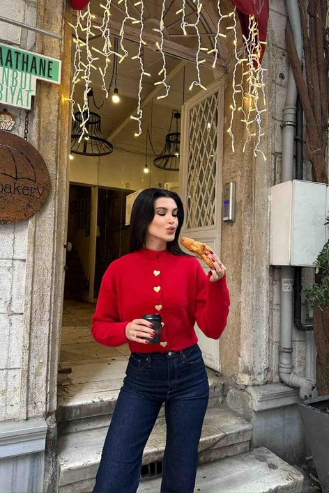 Paris Love Hırka Kırmızı