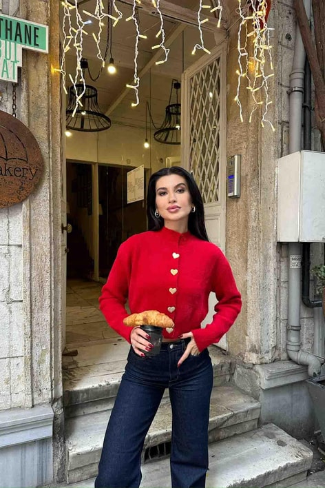 Paris Love Hırka Kırmızı