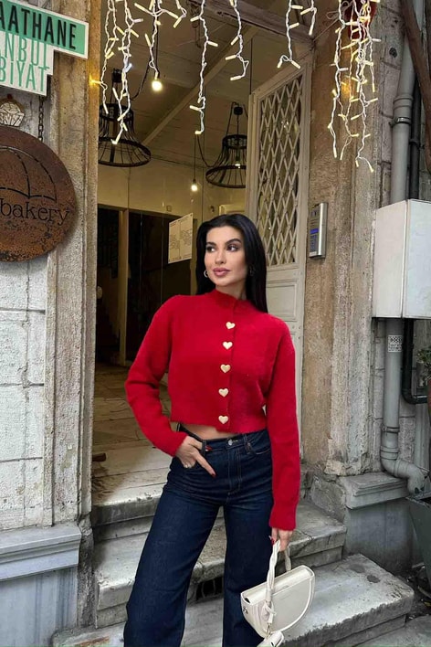 Paris Love Hırka Kırmızı