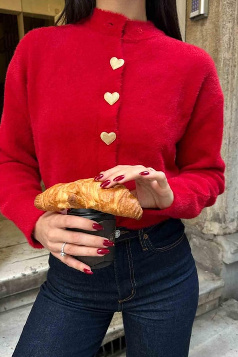 Paris Love Hırka Kırmızı