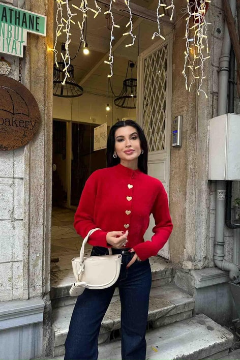 Paris Love Hırka Kırmızı