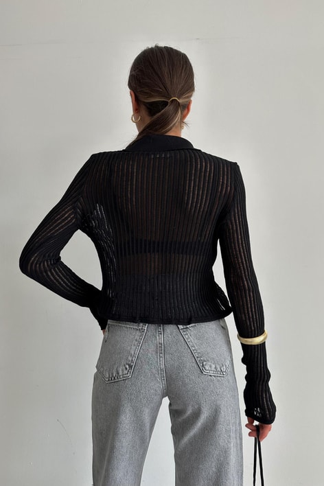 Transparan Hırka Siyah